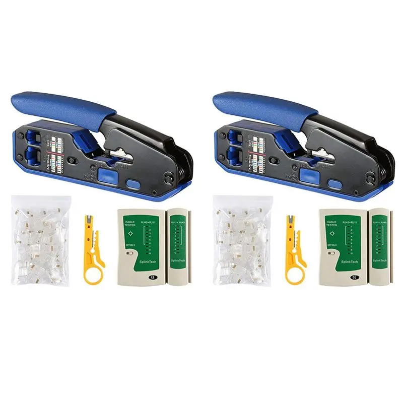 Network Cable Tester RJ45 Crimp Tool Kit CAT5 CAT5E CAT6 Crimping Tool Kit, 100PCS RJ45 CAT6 Connector Plug
Network Cable Tester RJ45 Crimp Tool Kit CAT5 CAT5E CAT6 Crimping Tool Kit, 100PCS RJ45 CAT6 Connector Plug