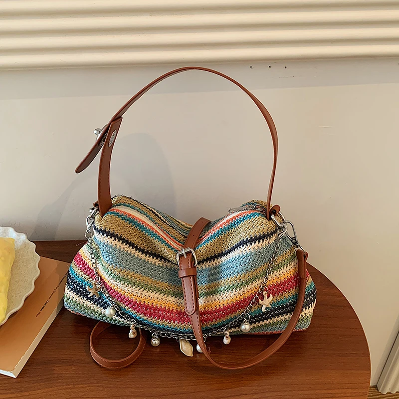 Summer Small Straw Handbag Trendy Underarm Shoulder Bag Fashion Woven Hobo Crossbody Bag Chain Ladies Bohemian Beach Bag Tote
Summer Small Straw Handbag Trendy Underarm Shoulder Bag Fashion Woven Hobo Crossbody Bag Chain Ladies Bohemian Beach Bag Tote