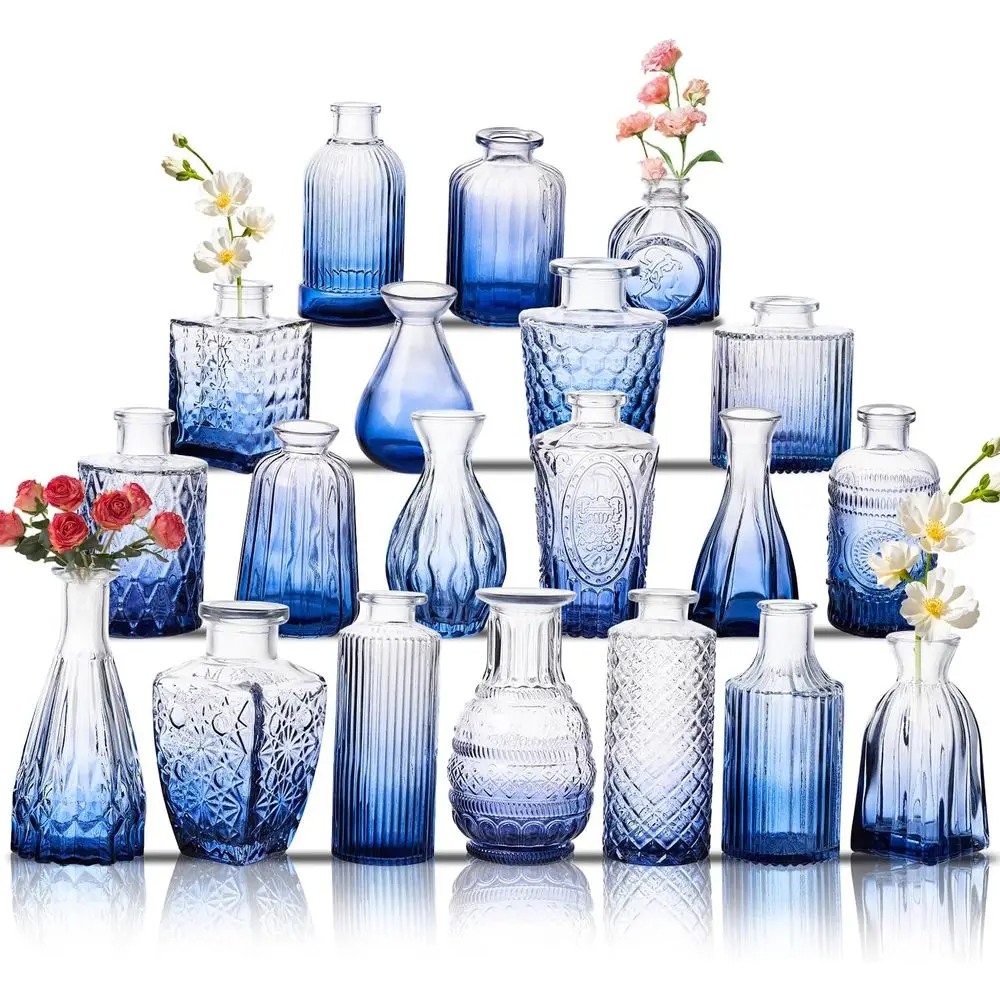 Glass Bud Vase Set o 20, Small lower Vases, Glass Vases or Centerpieces, Vintage Home Table Decorations Bud Vases (20 Pcs, Blue)
Glass Bud Vase Set o 20, Small lower Vases, Glass Vases or Centerpieces, Vintage Home Table Decorations Bud Vases (20 Pcs, Blue)
