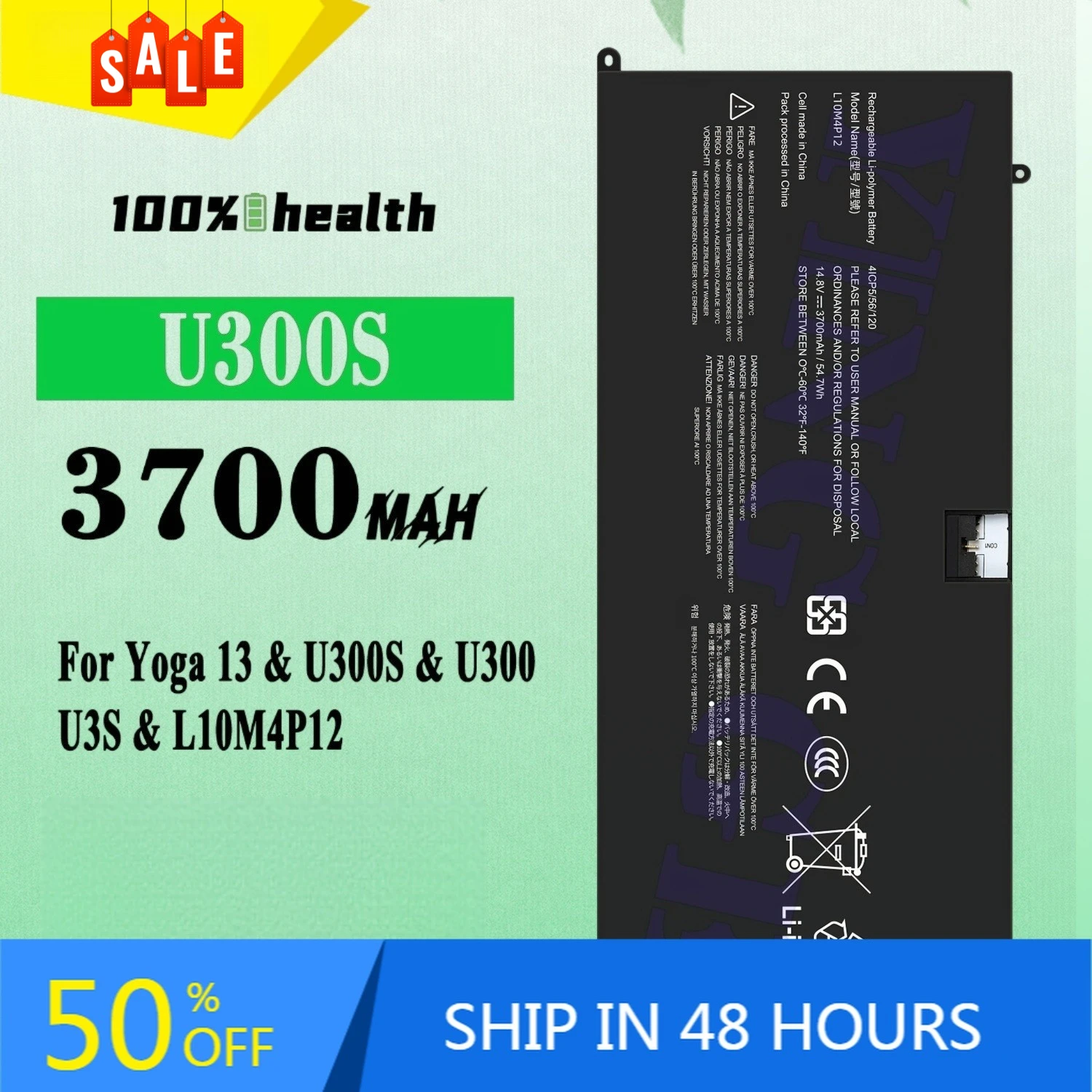 U300S 3700mAh Laptop Battery for Lenovo Yoga 13 U300S U300 U3S L10M4P12 Lithium Rechargeable Battery
U300S 3700mAh Laptop Battery for Lenovo Yoga 13 U300S U300 U3S L10M4P12 Lithium Rechargeable Battery