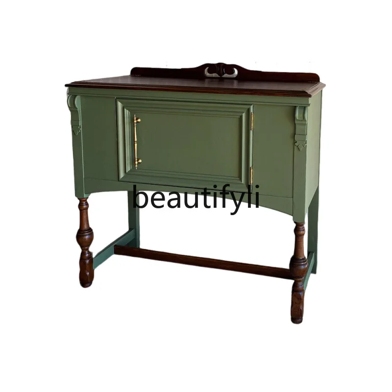 French retro porch cabinet foyer wall decorative cabinet American rural solid wood carving flower edge, storage cabinet
French retro porch cabinet foyer wall decorative cabinet American rural solid wood carving flower edge, storage cabinet