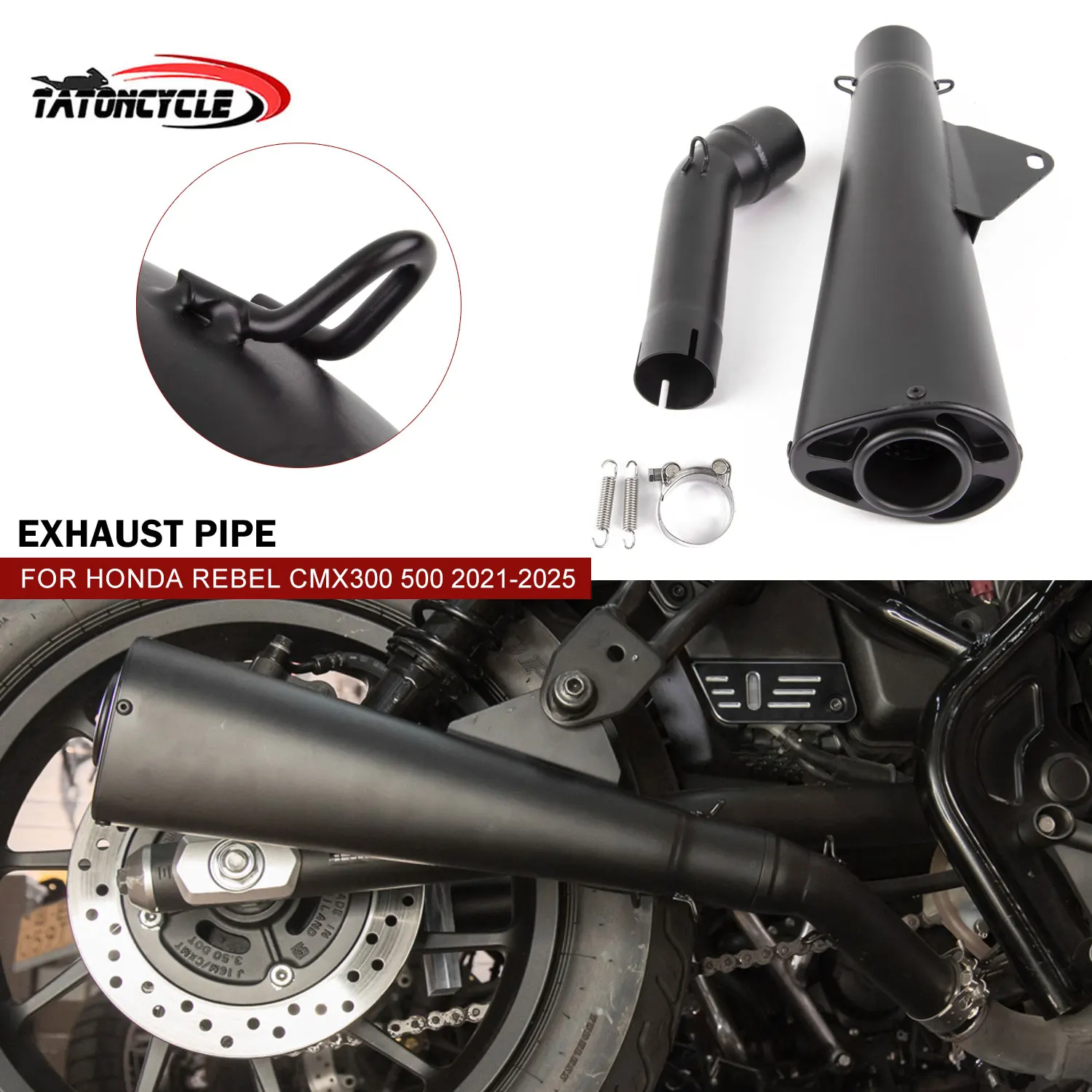 For Honda Rebel CMX 300 CMX 500 2021 2022 2023 2024 2025 Motorcycle Exhaust 41mm Muffler Pipe Black Stainless Steel Long Type 
For Honda Rebel CMX 300 CMX 500 2021 2022 2023 2024 2025 Motorcycle Exhaust 41mm Muffler Pipe Black Stainless Steel Long Type