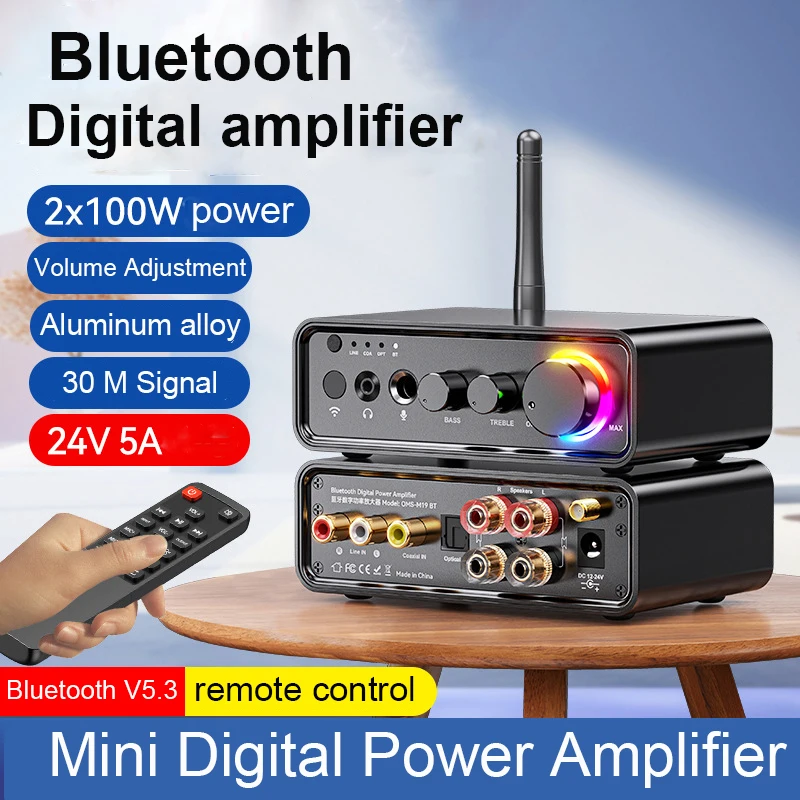 Домашний Bluetooth 5.3 двухканальный мини-цифровой усилитель мощности с RGB-подсветкой, блок питания 24В/5А, усилитель для колонок 100+100Вт
Домашний Bluetooth 5.3 двухканальный мини-цифровой усилитель мощности с RGB-подсветкой, блок питания 24В/5А, усилитель для колонок 100+100Вт