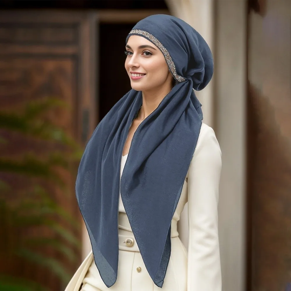 Rhinestone Women Hijab Hat Breathable Soft Texture Islamic Turban Full Coverage Premium Fabric Elastic Headband Cap Islamic Wear
Rhinestone Women Hijab Hat Breathable Soft Texture Islamic Turban Full Coverage Premium Fabric Elastic Headband Cap Islamic Wear