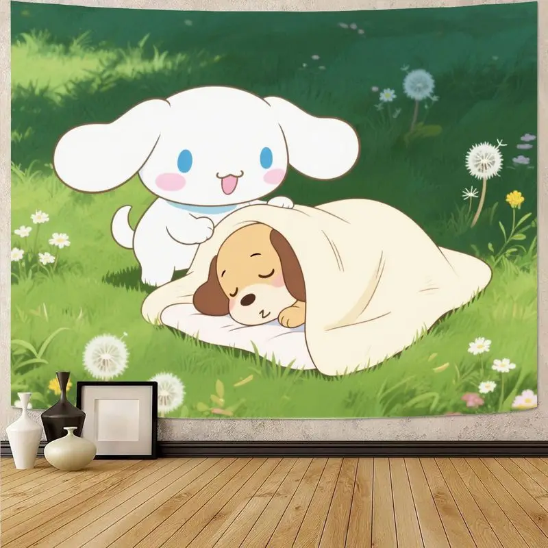 1 шт. Sanrio Cinnamoroll & Sleeping Puppy Kawaii гобелен, милый зеленый луг, одуванчик, настенное искусство, полиэстер для гостиной, спальни, Дор 
1 шт. Sanrio Cinnamoroll & Sleeping Puppy Kawaii гобелен, милый зеленый луг, одуванчик, настенное искусство, полиэстер для гостиной, спальни, Дор