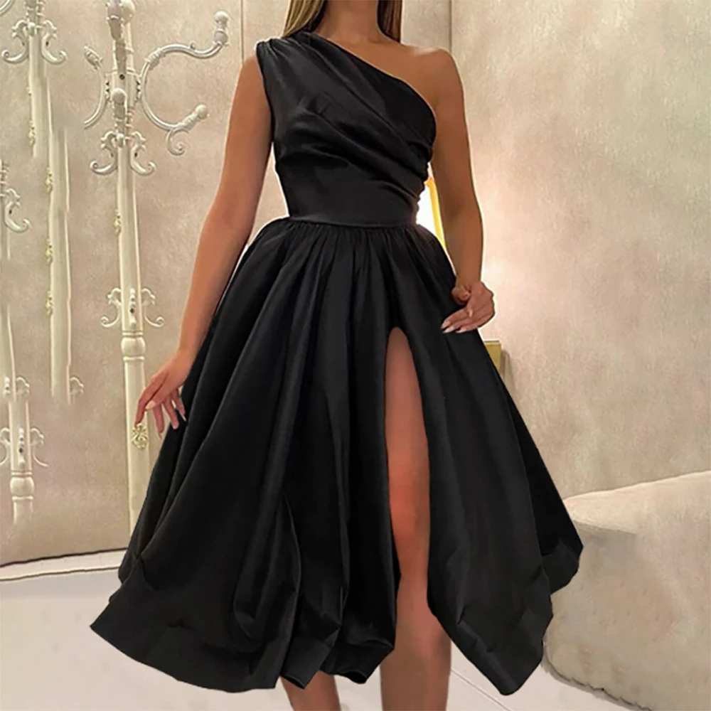 Elegant One-Shoulder Evening Dress Sleeveless Midi A-Line Gown Draped Prom Party Formal Guest Dress Cocktail Wedding Reception
Elegant One-Shoulder Evening Dress Sleeveless Midi A-Line Gown Draped Prom Party Formal Guest Dress Cocktail Wedding Reception