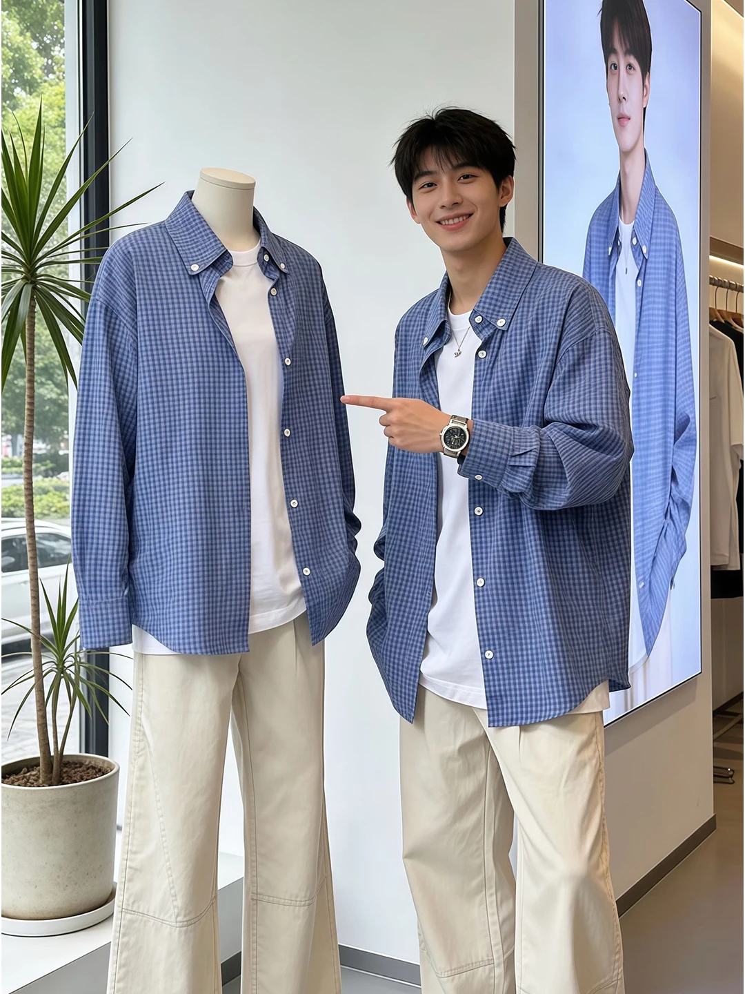 Blue Plaid Long Sve irt Casual Spring Lazy Sle Collar American Leisure Sun Protection Coat for Boys And Men
Blue Plaid Long Sve irt Casual Spring Lazy Sle Collar American Leisure Sun Protection Coat for Boys And Men