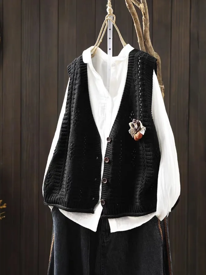 Retro een Cotton Yarn Knitted Vest ort Outerwear Women Spring Autumn Anti Aging Flower Decoration Layering Svel o...
Retro een Cotton Yarn Knitted Vest ort Outerwear Women Spring Autumn Anti Aging Flower Decoration Layering Svel o...