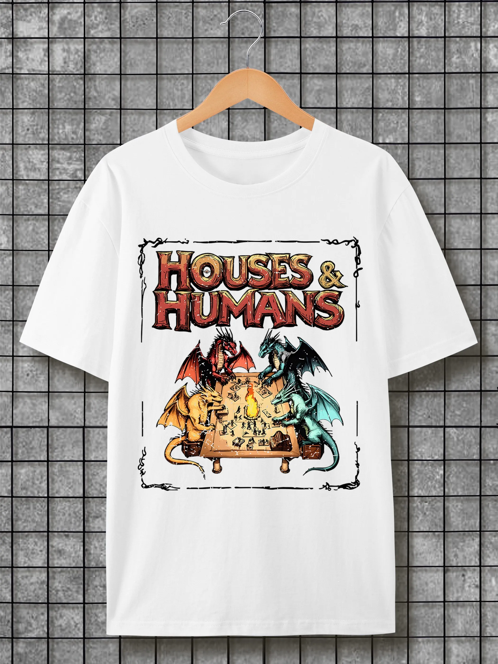 Men's Houses & Humans D&D Graphic T-Shirt - Casual Cotton Knit, Short Sleeve, Round Neck, Loose Fit
Men's Houses & Humans D&D Graphic T-Shirt - Casual Cotton Knit, Short Sleeve, Round Neck, Loose Fit