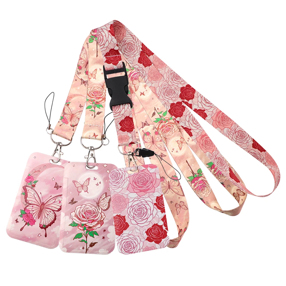 Butterfly Rose Working Cards Holder with Long Lanyard and Badge Reel ID Credit Cards Holder Cover for Woman Phone Rope
Butterfly Rose Working Cards Holder with Long Lanyard and Badge Reel ID Credit Cards Holder Cover for Woman Phone Rope