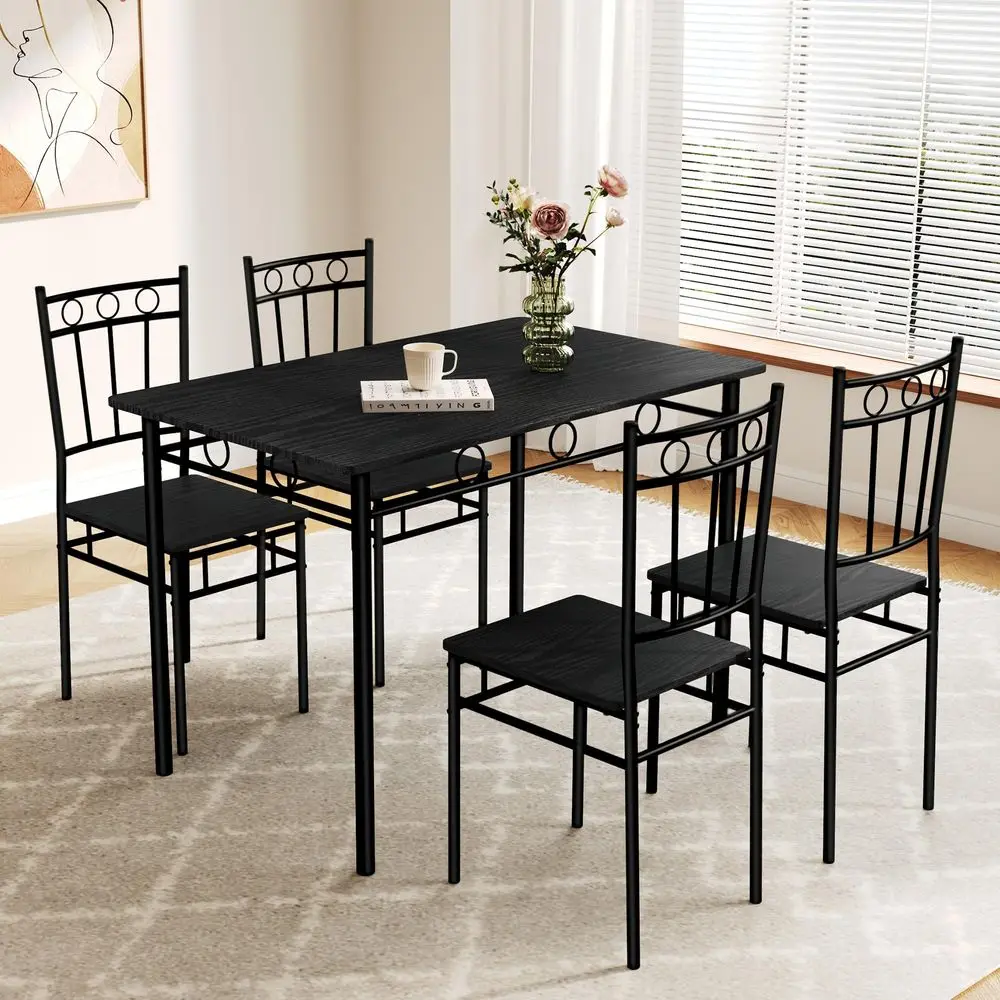 Table Set for 4, 5Piece Kitchen Table and Chairs, Rectangular Dining Room Table Set with 4 Chairs, SpaceSaving Kitchen Table Se
Table Set for 4, 5Piece Kitchen Table and Chairs, Rectangular Dining Room Table Set with 4 Chairs, SpaceSaving Kitchen Table Se