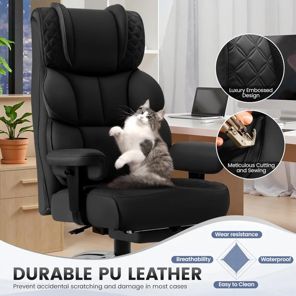 Big and Tall Leather Gaming Office Desk Chair – Wide Ergonomic Comfy Executive High-Back Reclining Computer Chair with Footrest
Big and Tall Leather Gaming Office Desk Chair – Wide Ergonomic Comfy Executive High-Back Reclining Computer Chair with Footrest