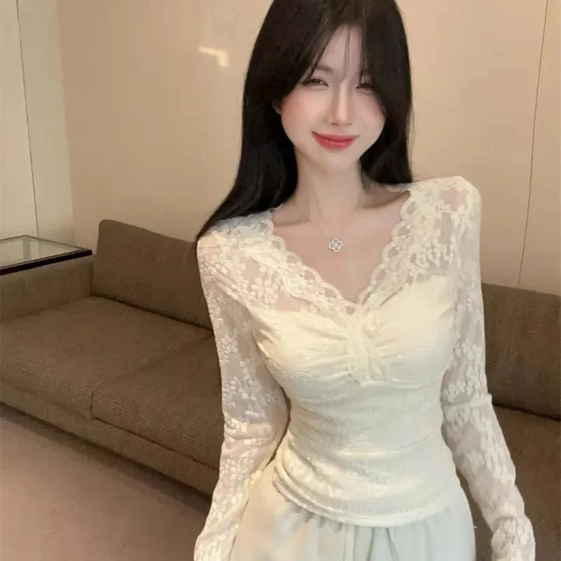 Pure Desire Style Spicy Girl V-neck Top Women Small Fragrant Style Butterfly Bow Lace Mesh Hollow Shirt Autumn Sexy Slimming Top
Pure Desire Style Spicy Girl V-neck Top Women Small Fragrant Style Butterfly Bow Lace Mesh Hollow Shirt Autumn Sexy Slimming Top