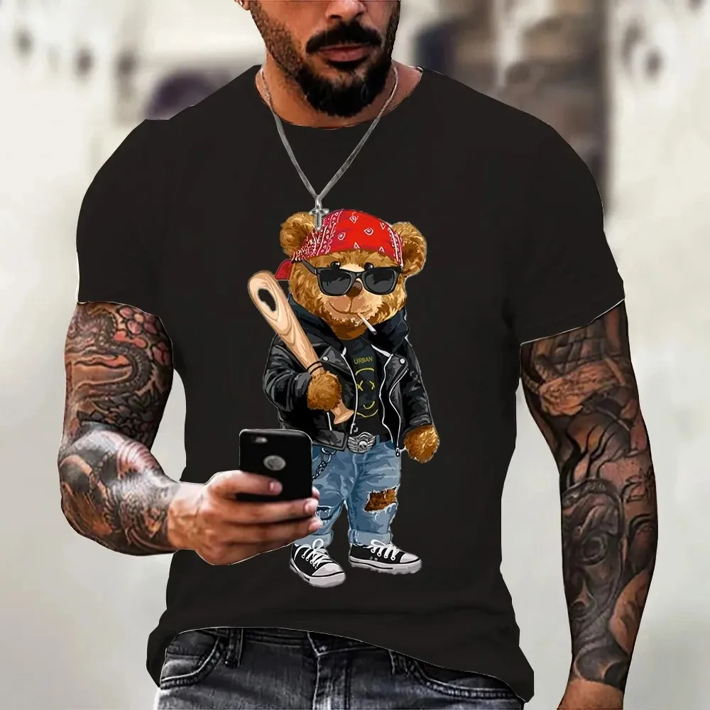 Summer Men's Street Trend Fashion Cartoon Bear Print T-Shirt 3d Printed Round Neck Short Sleeve Loose Personality Plus Size Top
Summer Men's Street Trend Fashion Cartoon Bear Print T-Shirt 3d Printed Round Neck Short Sleeve Loose Personality Plus Size Top