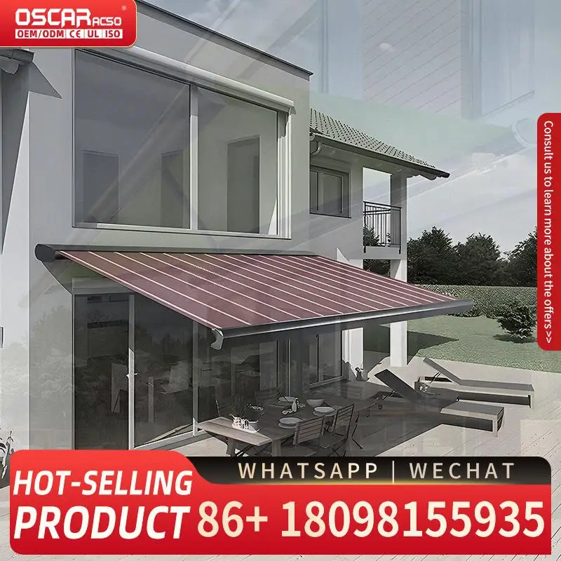 Wall Mounted Waterproof Motorized Retractable Acrylic Full Cassette Aluminum Folding Arm Roof Awning with LED Lights Retractable
Wall Mounted Waterproof Motorized Retractable Acrylic Full Cassette Aluminum Folding Arm Roof Awning with LED Lights Retractable