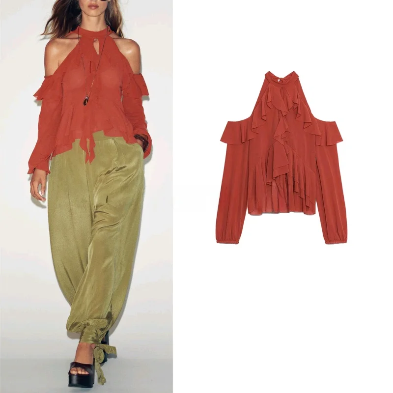 New Autumn Women's Knot Long Sve oulder Bared Decorative Layered Collar Hanging Ne Top Casual Loose Fit Poly... 
New Autumn Women's Knot Long Sve oulder Bared Decorative Layered Collar Hanging Ne Top Casual Loose Fit Poly...