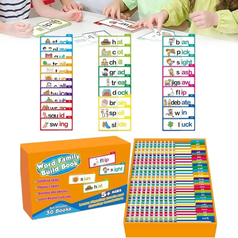 64pages Educational Reading Games 30 Read Flip Books Activity Book Rewritable Cards Word Family Flip Books Reusable Multicolor
64pages Educational Reading Games 30 Read Flip Books Activity Book Rewritable Cards Word Family Flip Books Reusable Multicolor