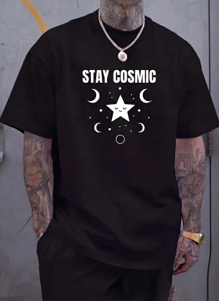 Stay Cosmic Star Moon Graphic Tee Unisex Top Black Printed Tee with Cute Sleepy Star Celestial Moons and Dots Aesthetic Tee
Stay Cosmic Star Moon Graphic Tee Unisex Top Black Printed Tee with Cute Sleepy Star Celestial Moons and Dots Aesthetic Tee