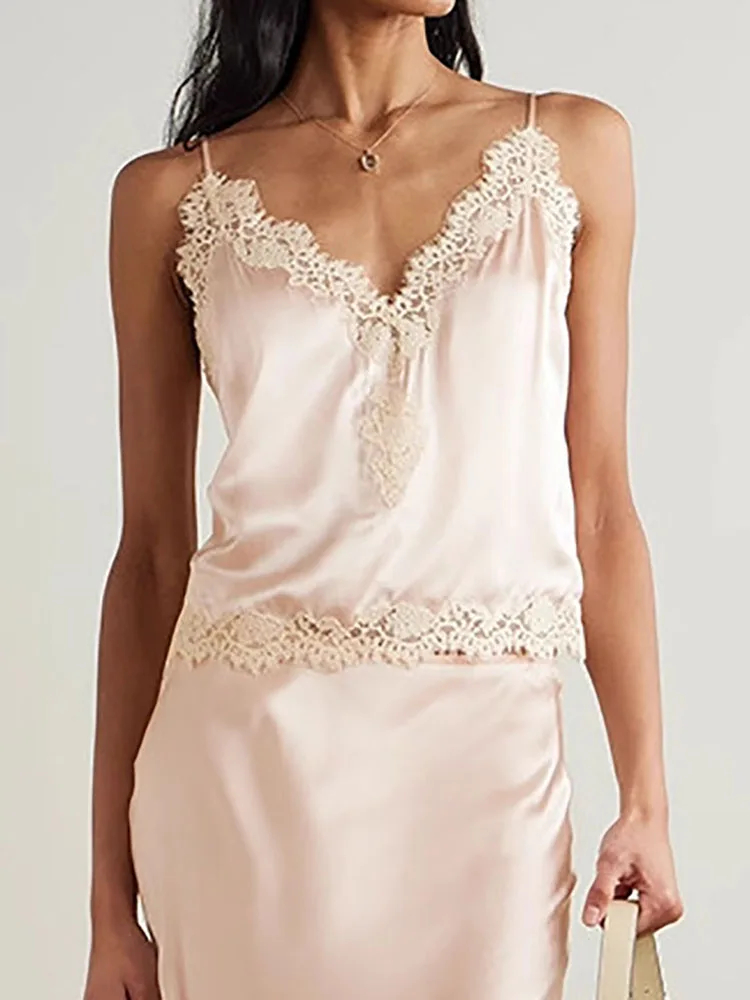 Женский повседневный топ на бретелях и юбка с v-образным вырезом, костюм 2025, женский модный атласный комплект без рукавов из двух предметов, сексуальный кружевной лоскутный домашний наряд
Женский повседневный топ на бретелях и юбка с v-образным вырезом, костюм 2025, женский модный атласный комплект без рукавов из двух предметов, сексуальный кружевной лоскутный домашний наряд