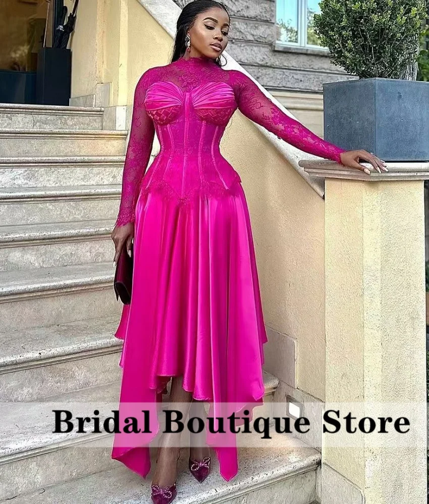 Charming Fuchsia Lace Long Sleeves Prom Dress Elegant Party Dresses Velour Evening Gown Luxury Birthday Dress 2024 Customized
Charming Fuchsia Lace Long Sleeves Prom Dress Elegant Party Dresses Velour Evening Gown Luxury Birthday Dress 2024 Customized