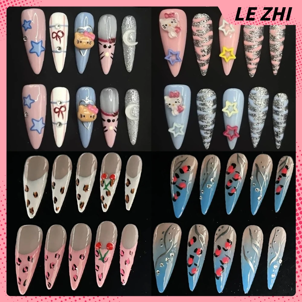 10Pcs Spice Girl Hello Kitty Long Coffin Stilettos Handmade Press On Nails Leopard Print Pentagram Magic Mirror Powder Fake Nail
10Pcs Spice Girl Hello Kitty Long Coffin Stilettos Handmade Press On Nails Leopard Print Pentagram Magic Mirror Powder Fake Nail