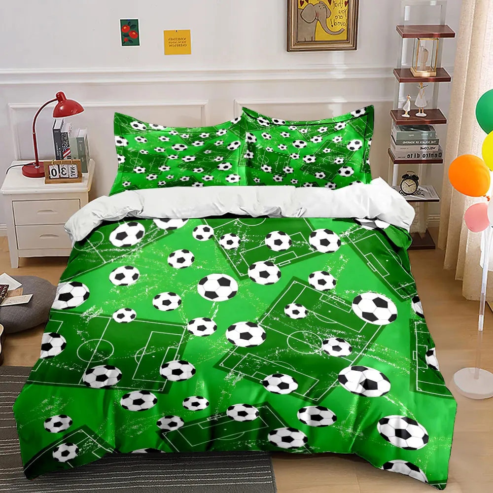 Green Soccer Field & Football Print 3PCS Bedding Set Soft Microfiber Bedding Set for Kids Teens Sports Room Decor
Green Soccer Field & Football Print 3PCS Bedding Set Soft Microfiber Bedding Set for Kids Teens Sports Room Decor