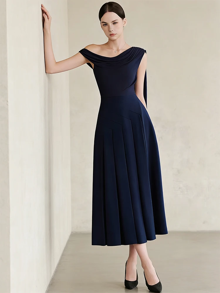 Elegant Slant Collar Sash Women's Dress Stylish Slimming Gown Red Carpet Ready Midi Length Zipper Back Style Polka Dot Print
Elegant Slant Collar Sash Women's Dress Stylish Slimming Gown Red Carpet Ready Midi Length Zipper Back Style Polka Dot Print