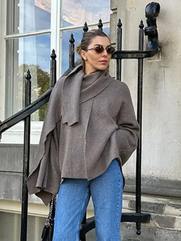 Chic Female Solid color cape coat women Long Sleeve Scarf Collar Short Jacket autumn clothes women 2024 New Commuting Outwear
Chic Female Solid color cape coat women Long Sleeve Scarf Collar Short Jacket autumn clothes women 2024 New Commuting Outwear