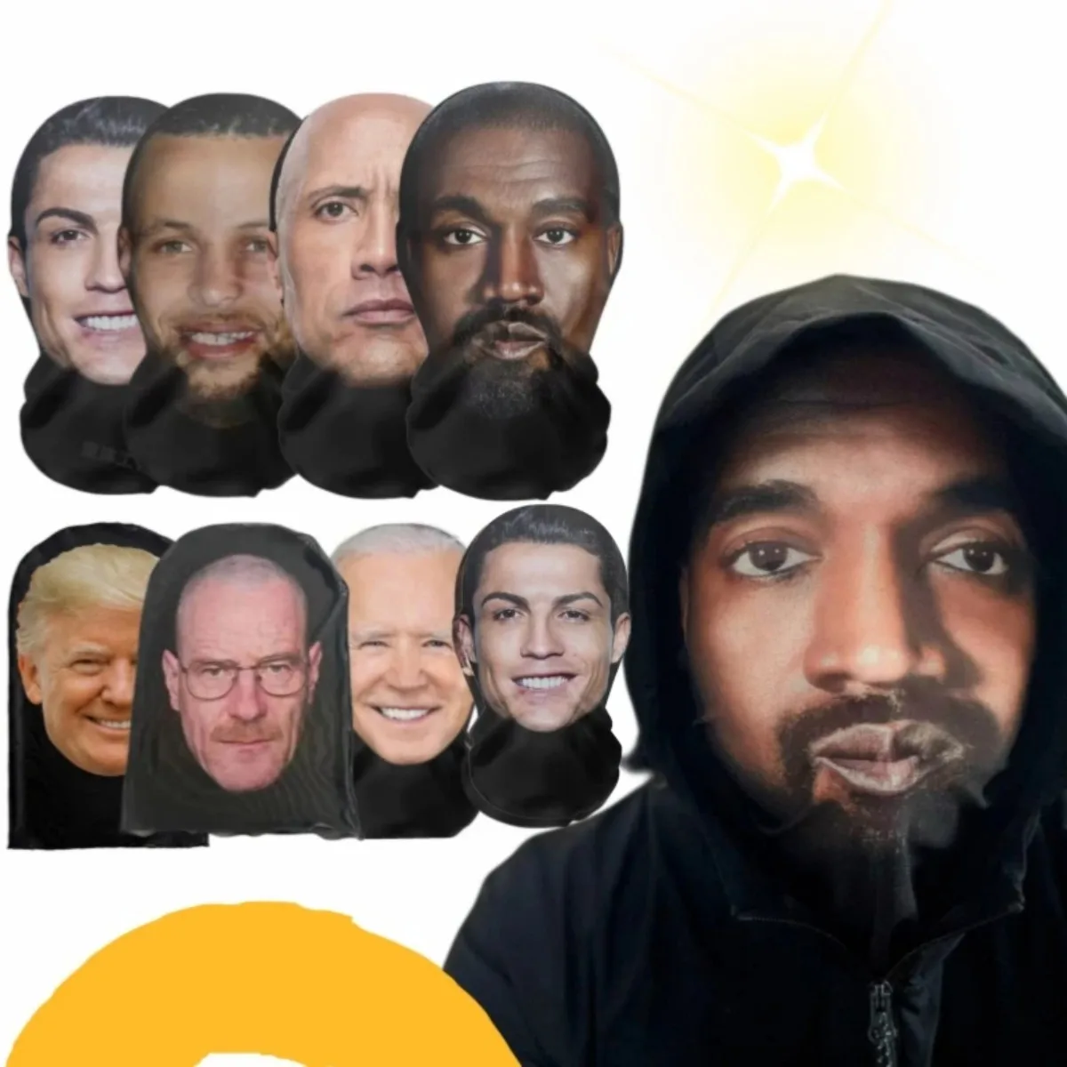 New 3D Printed Kanye Mask Elastic Mesh Full Face Mask for Men Women Cosplay Headwear Hip Hop Fashion Balaclava Hood Hat Headgear
New 3D Printed Kanye Mask Elastic Mesh Full Face Mask for Men Women Cosplay Headwear Hip Hop Fashion Balaclava Hood Hat Headgear