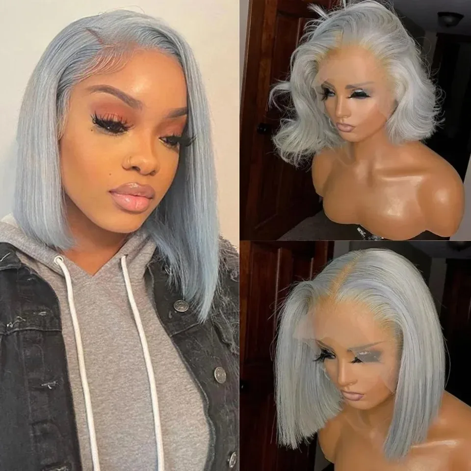 Silver Grey 13x4 HD Lace Front Short Bob Wigs Straight Lace Frontal Wigs Synthetic And Blend Lace Wigs High Quality For Women
Silver Grey 13x4 HD Lace Front Short Bob Wigs Straight Lace Frontal Wigs Synthetic And Blend Lace Wigs High Quality For Women