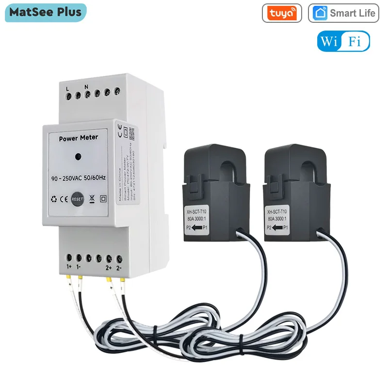 Tuya Smart Life WiFi Bidirectional Energy Meter with 80A CT Din Rail App Monitor Export and Import Power Single Phase AC 90-250V
Tuya Smart Life WiFi Bidirectional Energy Meter with 80A CT Din Rail App Monitor Export and Import Power Single Phase AC 90-250V