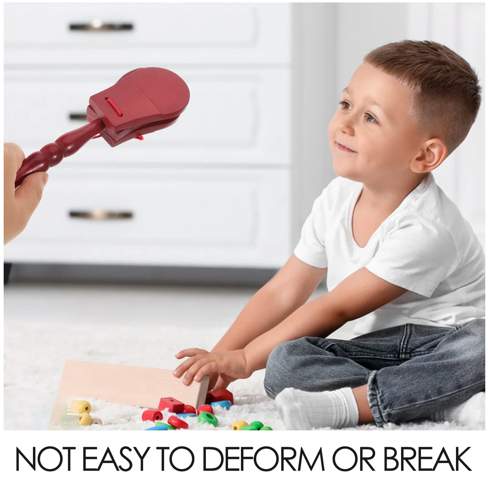 Wooden Castanet Percussion Instrument Reusable Rhythm For Musical Instruments Smooth Safe Design Educational