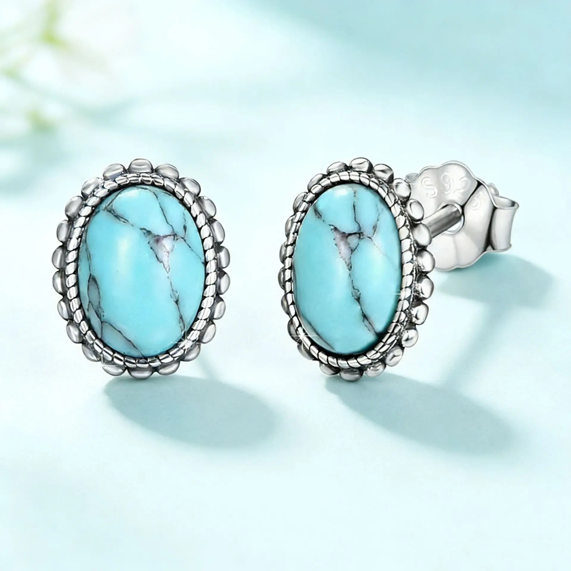 S925 Silver Ear Needle Women's Imitation Turquoise Fashion Vintage Stud Earrings Silver Jewelry Jewelry Gift
S925 Silver Ear Needle Women's Imitation Turquoise Fashion Vintage Stud Earrings Silver Jewelry Jewelry Gift