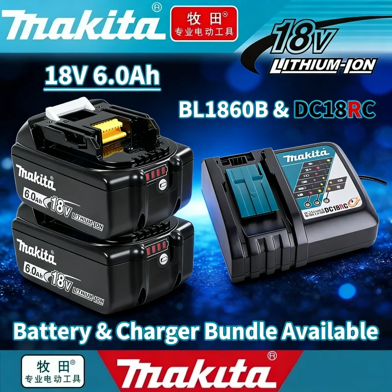 100% Оригинальный аккумулятор Makita 18В 6.0Ач Li-Ion для электроинструментов Makita, аккумулятор BL1860B DC18RC, комплект с зарядным устройством
100% Оригинальный аккумулятор Makita 18В 6.0Ач Li-Ion для электроинструментов Makita, аккумулятор BL1860B DC18RC, комплект с зарядным устройством