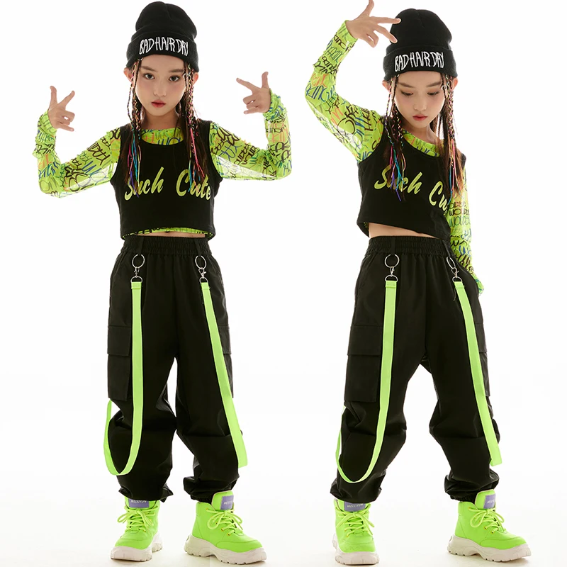 New Kids Jazz Costume Hip Hop Clothes For Girls Kpop Stage Performance Outfit Black Vest Hiphop Pants Green Tops Fashion BL9570
New Kids Jazz Costume Hip Hop Clothes For Girls Kpop Stage Performance Outfit Black Vest Hiphop Pants Green Tops Fashion BL9570