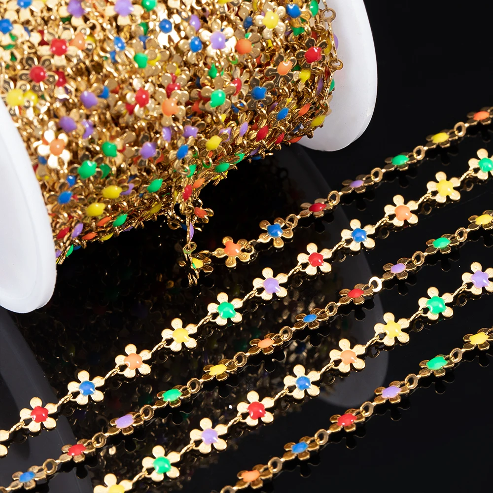 1 meter stainless steel enameled flower chain colorful small daisy jewelry chain for diy summer ladies necklace bracelet making
1 meter stainless steel enameled flower chain colorful small daisy jewelry chain for diy summer ladies necklace bracelet making