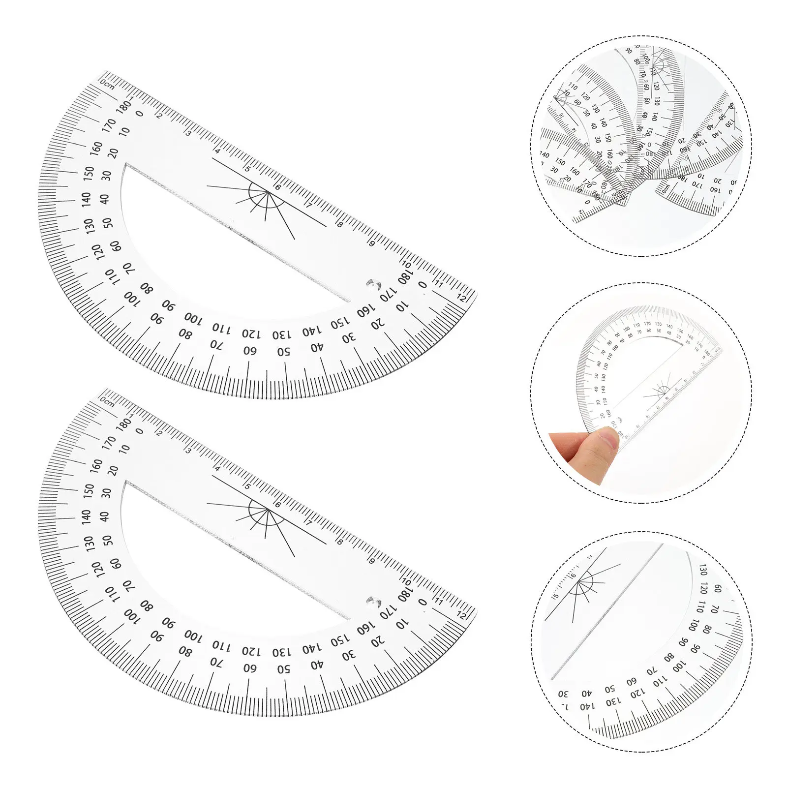5Pcs Plastic Half Circle Protractor 180 Degrees Geometry Angle Measuring Tool for School Student Math Lesson Protractors