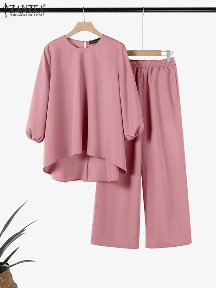 Casual Women Pant Sets Summer Two Pieces Sets 2025 ZANZEA Fashion High Low Blouse Trousers Suit 2pcs Solid Loose Work Tracksuits
Casual Women Pant Sets Summer Two Pieces Sets 2025 ZANZEA Fashion High Low Blouse Trousers Suit 2pcs Solid Loose Work Tracksuits