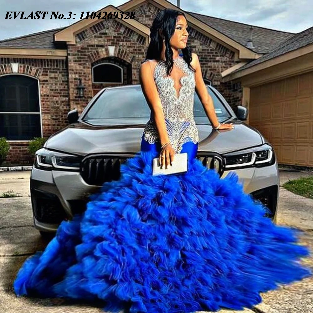 EVLAST Customized Royal Blue African Mermaid Prom Dress Black Girls Ruffles Rhinestone Beaded Party Gown Vestidos De Gala E3P232
EVLAST Customized Royal Blue African Mermaid Prom Dress Black Girls Ruffles Rhinestone Beaded Party Gown Vestidos De Gala E3P232