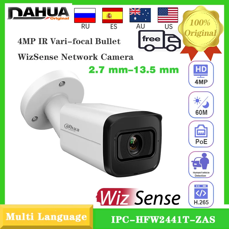 Original Dahua IPC-HFW2441T-ZAS 4MP POE 2.7mm–13.5mm Motorized zoom Lens IP67 IK10 IR60M built-in Mic SMD WizSense Camera
Original Dahua IPC-HFW2441T-ZAS 4MP POE 2.7mm–13.5mm Motorized zoom Lens IP67 IK10 IR60M built-in Mic SMD WizSense Camera