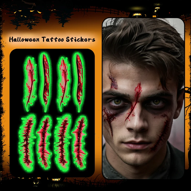 1Pc Bloody Scar Glow-in-the-Dark Waterproof Temporary Tattoo Sticker, For Parties and Halloween Role-playing, Suitable For Face.
1Pc Bloody Scar Glow-in-the-Dark Waterproof Temporary Tattoo Sticker, For Parties and Halloween Role-playing, Suitable For Face.