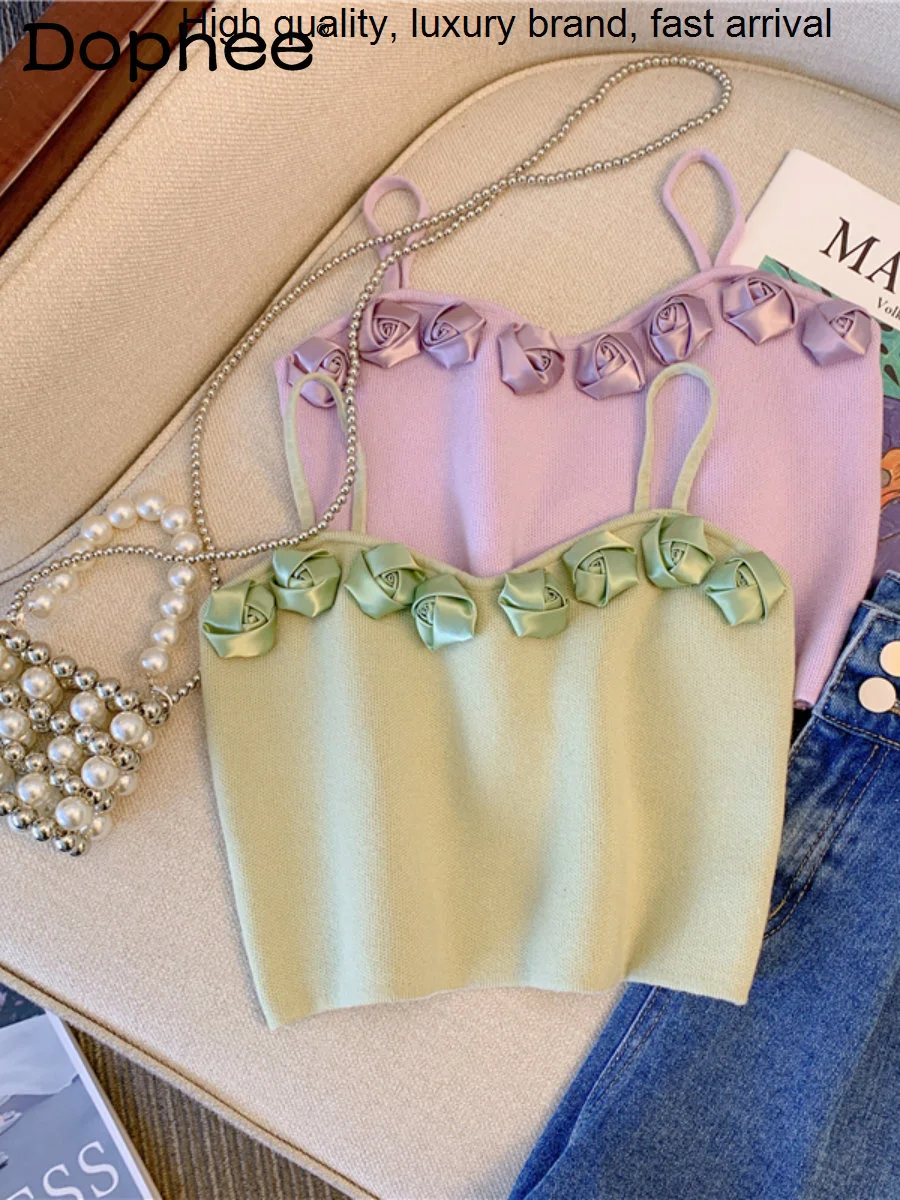 Chic Three-Dimensional French Rose Flower Purple Vest Women 2023 Summer Knitted Camisole Female Inner Wear Crop Top Accessories
Chic Three-Dimensional French Rose Flower Purple Vest Women 2023 Summer Knitted Camisole Female Inner Wear Crop Top Accessories