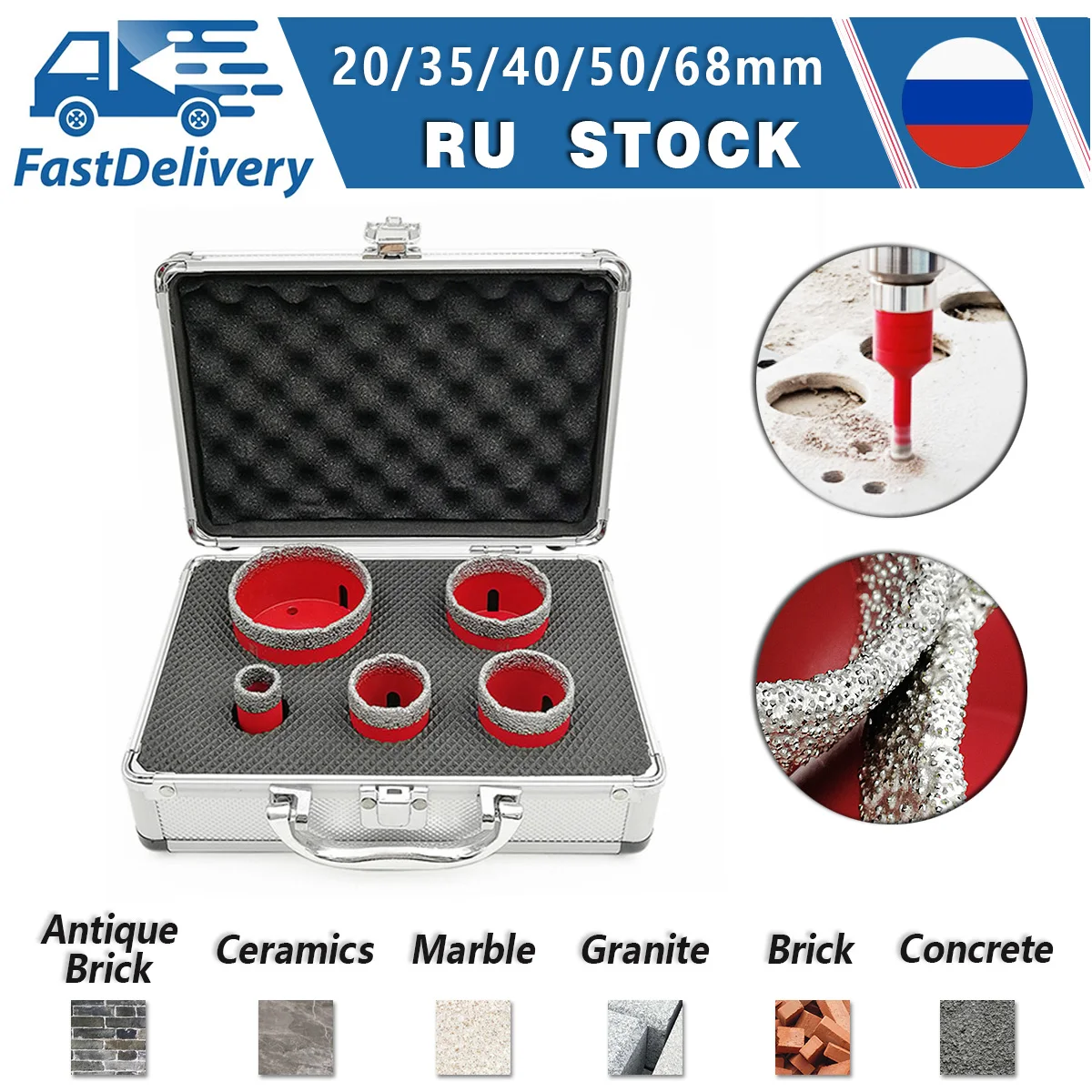 SHDIATOOL 5pcs/kit Diamond Drilling Core Bits M14 With Box Dry 20+35+40+50+68mm Porcelain Granite Marble Ceramic Hole Saw Opener
SHDIATOOL 5pcs/kit Diamond Drilling Core Bits M14 With Box Dry 20+35+40+50+68mm Porcelain Granite Marble Ceramic Hole Saw Opener