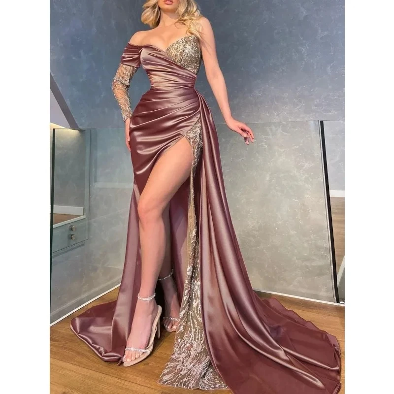 Women Sexy Lace Patchwork Split Irregular Dress 2023 Autumn Elegant Dress Women Slash Neck Strapless Party Formal Dress
Women Sexy Lace Patchwork Split Irregular Dress 2023 Autumn Elegant Dress Women Slash Neck Strapless Party Formal Dress