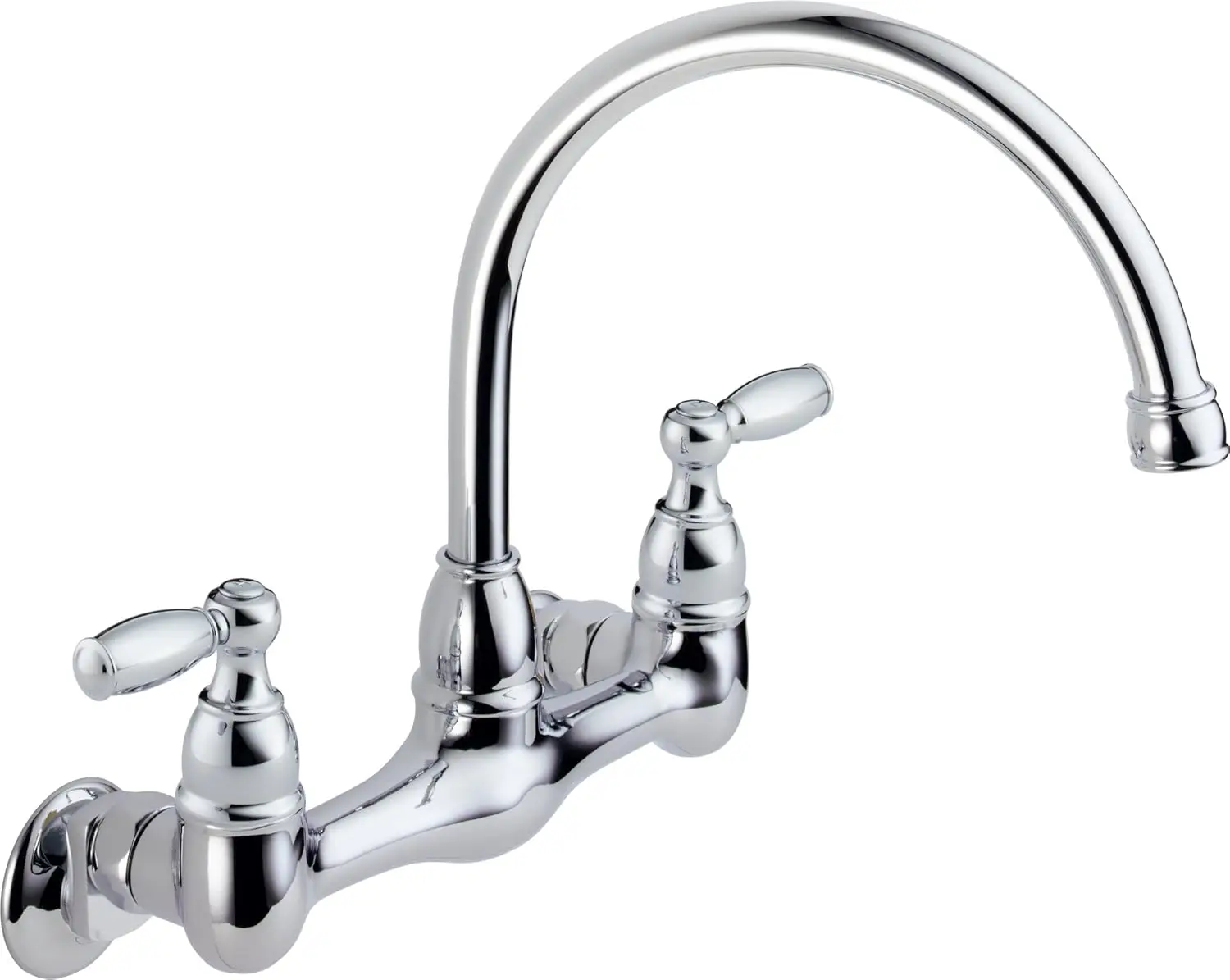 2-Handle Wall Mount Kitchen Faucet, Chrome, High Arc 360° Swivel, Easy Clean
2-Handle Wall Mount Kitchen Faucet, Chrome, High Arc 360° Swivel, Easy Clean