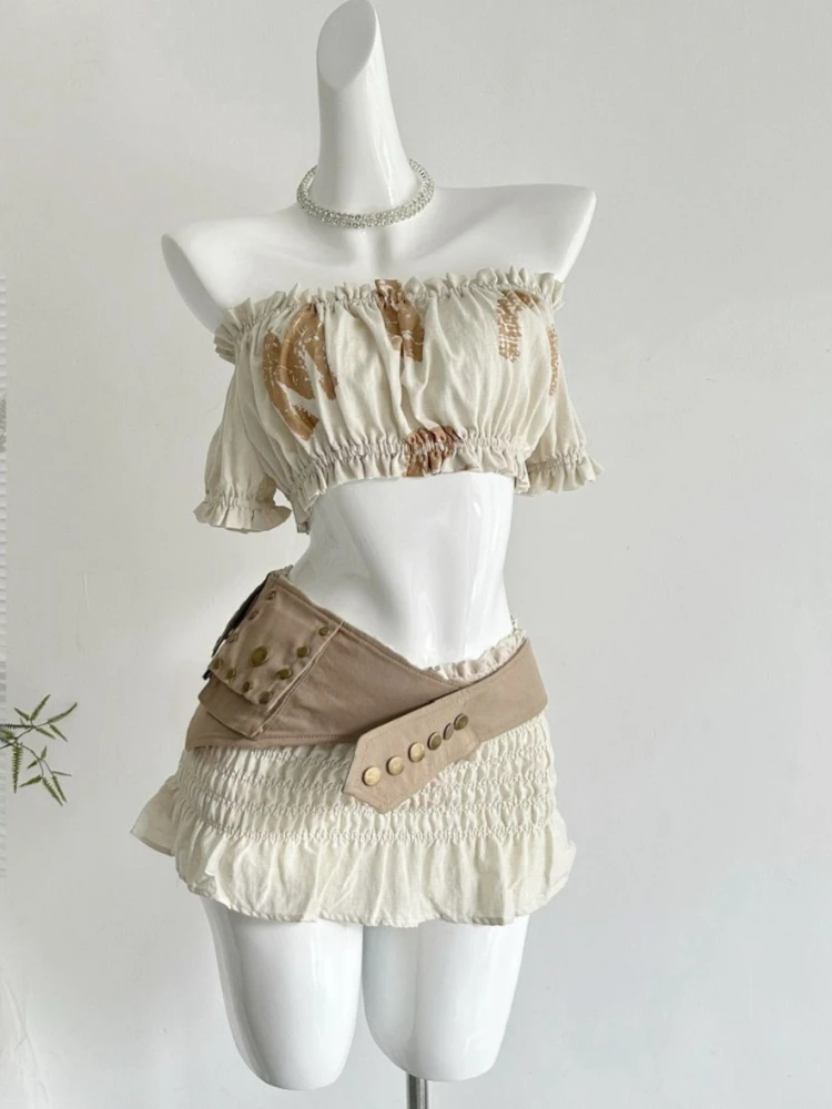 2026 Summer New Fashion Elegant 2 Piece Set Women Slash Neck Short Y2k Tops + Skirt Japanese Chic Casual Aesthetic Retro Outfits
2026 Summer New Fashion Elegant 2 Piece Set Women Slash Neck Short Y2k Tops + Skirt Japanese Chic Casual Aesthetic Retro Outfits