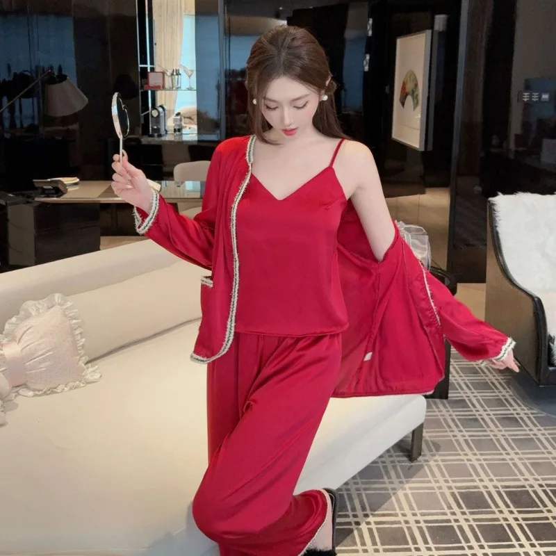 Милый комплект для сна: рубашка с длинным рукавом, брюки на бретелях, мягкая пижама, 3 предмета, домашняя одежда, женская одежда для отдыха
Милый комплект для сна: рубашка с длинным рукавом, брюки на бретелях, мягкая пижама, 3 предмета, домашняя одежда, женская одежда для отдыха