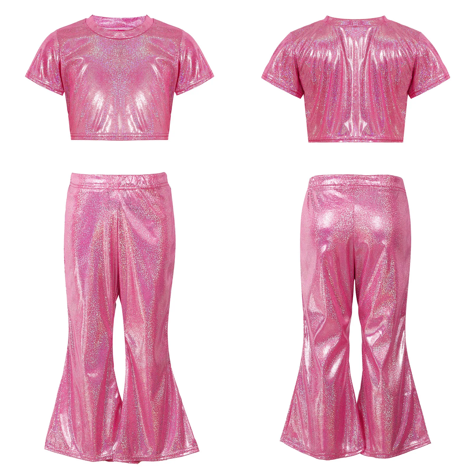 Jazz Dance Costume Kids Girls Glittery Short Sleeve T-shirt Crop Tops Flared Pants Set for Stage Performance Workout Sportswear
Jazz Dance Costume Kids Girls Glittery Short Sleeve T-shirt Crop Tops Flared Pants Set for Stage Performance Workout Sportswear