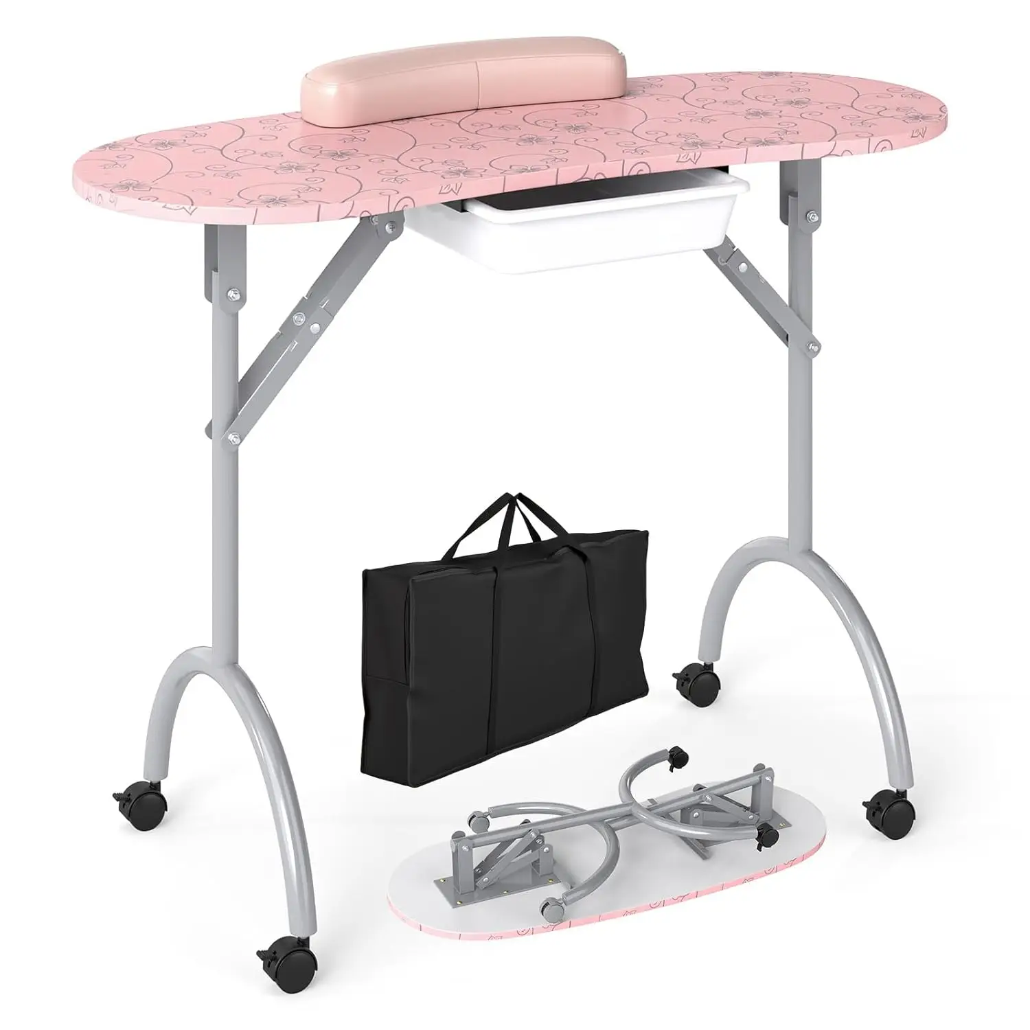 Foldable Nail Table with Drawer & Wrist Rest, Portable Manicure Table Station with Lockable Casters & Carry Bag,, Customized
Foldable Nail Table with Drawer & Wrist Rest, Portable Manicure Table Station with Lockable Casters & Carry Bag,, Customized
