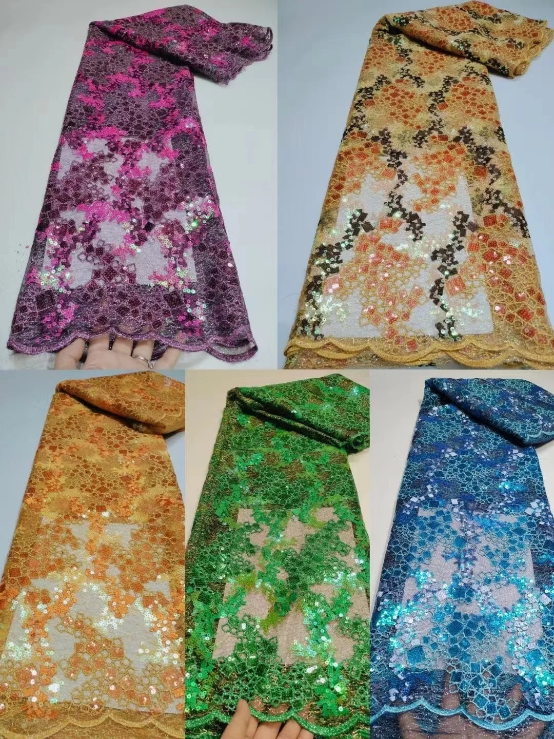 Luxurious Sequence Lace Fabrics Nigeria Mesh Lace Embroidery African Lace Fabric With Sequins French Lace Material For Wedding
Luxurious Sequence Lace Fabrics Nigeria Mesh Lace Embroidery African Lace Fabric With Sequins French Lace Material For Wedding